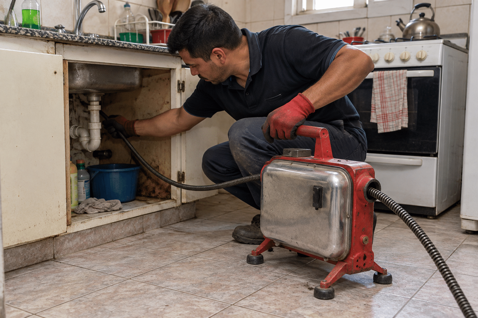 Servicio de destapaciones de cañerías con máquina profesional